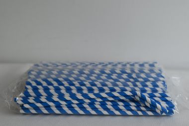 Hajlítható papír szívószál kék-fehér